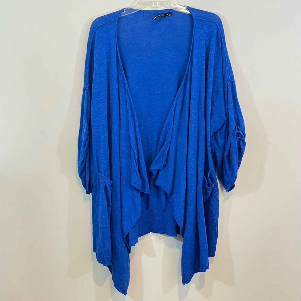 Gudrun Sjoden Sweater Cardigan Lightweight Linen Organic Cotton Cobalt Blue XL